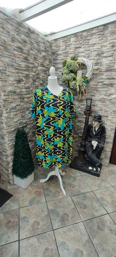 vintage 70s 80s navy yellow print Short sleeve dress
