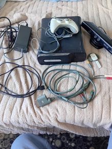 Xbox 360 console with controller, Kinect and cables