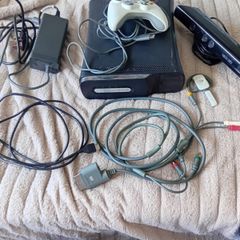 Xbox 360 console with controller, Kinect and cables
