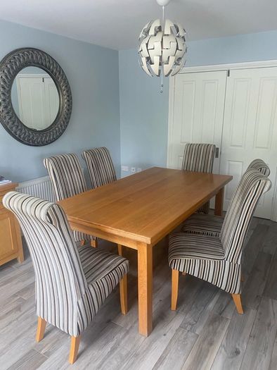Light Oak Wood Table and 6 Chairs