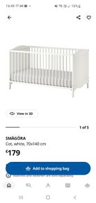 IKEA Smagora cot incl mattress for baby and Toddler, used