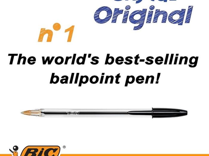 Cristal Original Smudge Free Ballpoint Pens, Ideal for School, Black, Medium Point (1.0mm), Pack of 50 (FREE POSTAGE)