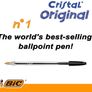 Cristal Original Smudge Free Ballpoint Pens, Ideal for School, Black, Medium Point (1.0mm), Pack of 50 (FREE POSTAGE) Image 2