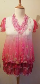 Ladies Tunic Top Blouse Pepper Tree London New With Tags Floral Size M/L Ruffles