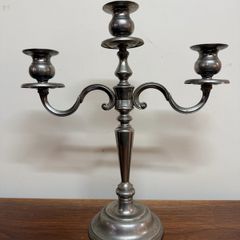 Beautiful Three Branch Pewter Candelabra