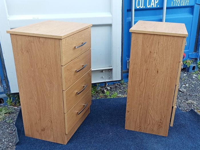 Two matching chest of drawers   oak finish