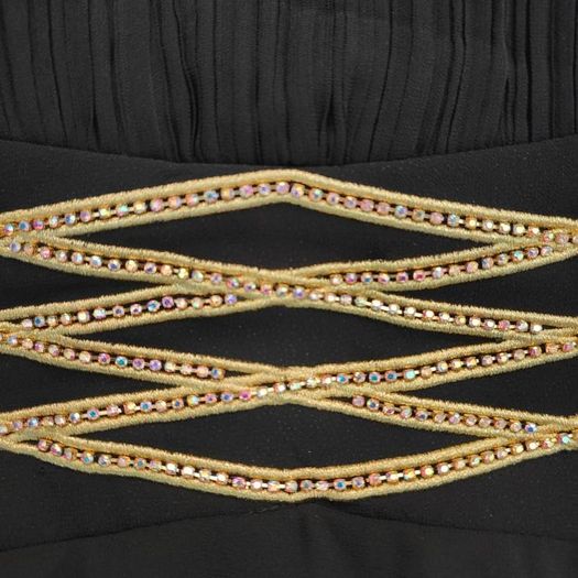 Brand new Black Formal Evening Gown with gold details, size M