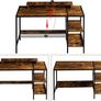 Home Office Corner Gaming Desk, Computer Desk with Storage Shelves, Vanity Table, Wood Metal Writing Study Workstation,Rustic Image 2