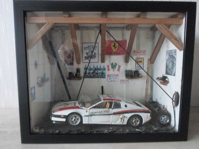Italia 90 Ferrari model car in garage display case Unique Christmas Gift