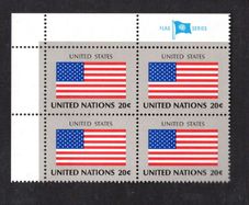 1981 United Nations New York United States of America (USA) National Flag (part of flag series) Block of 4 Mint Never Hinged (MNH)