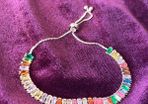 Rose Gold Plated Rectangular Cut Cubic Zirconia Multicolor Matrix Tennis Bracelet