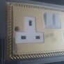 Classic Polished Brass Rope Edge Double Plug Socket from Hamilton Litestat Group with On/Off Switch x One Image 6
