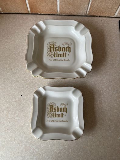 Vintage 2 Asbach Uralt Five Star Brandy Ashtrays