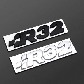 MK4 R32 Chrome Black Grill Badge R32 Logo Inscription Genuine OEM for GOLF Part Car Emblem Fender Side Rear Trunk Badge Logo Sticker