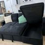 Black Velvet corner sofa bed with storage Image 3