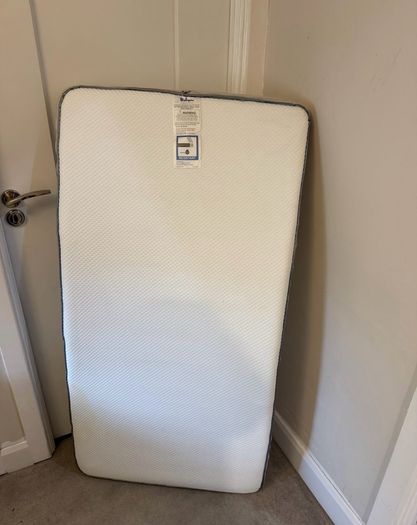Obaby Nika Cot Bed in Grey Wash/White & Reylon Mattress