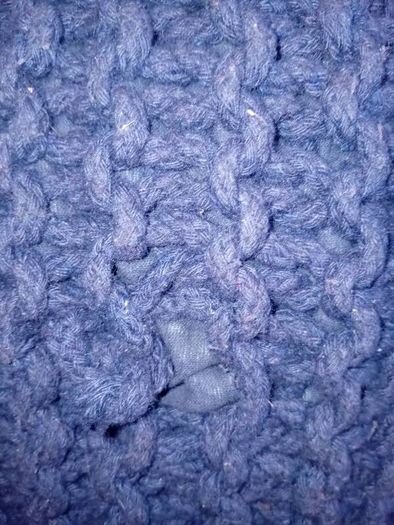 Navy knitted Footstool