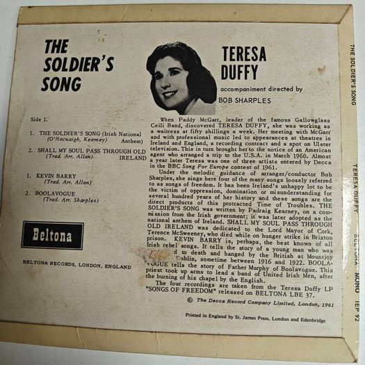 Teresa Duffy, The Soldiers Song 7" EP, Irish Folk Trad