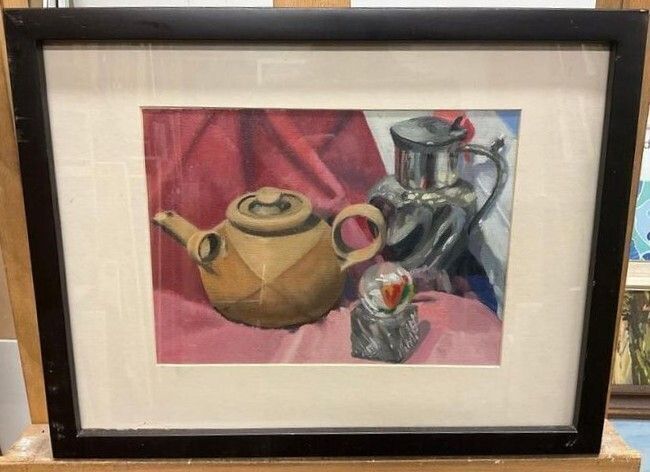 Still Life Painting of Teapot - Oil on board Framed