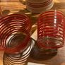 8 Pieces- Vintage IKEA set of 4 polka dot and striped glass cups and matching bowls ( 8 pieces ) Image 8