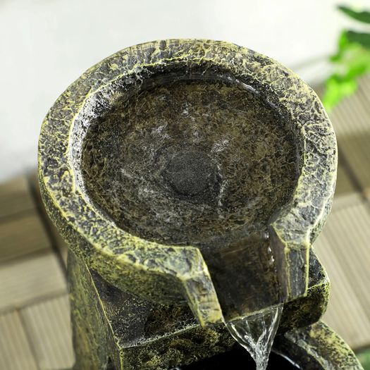 4 Tier Garden Water Fountain with Stone Look Bowls and Adjustable Flow