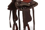 Western Saddle, Headstall&amp;Breast Collar Real Leather 12" Brown