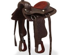 Western Saddle, Headstall&Breast Collar Real Leather 12" Brown