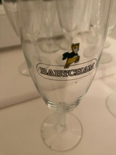 Very Rare Set of 8 Babycham Flutes
