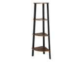 Industrial Design Corner shelf 4 shelves  corner shelf, stand shelf, bookshelf, ladder shelf with 4 shelves, easy assembly, sturdy steel frame, living room, bedroom, balcony, industrial design, vintage brown-black