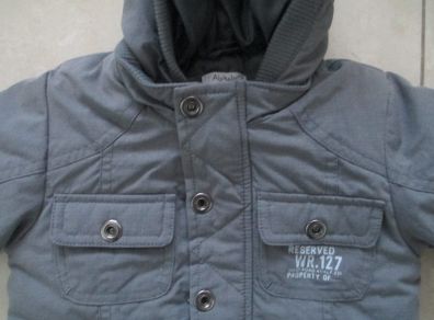 Grey Alphabet  Creations Padded Hooded Jacket 6 mths