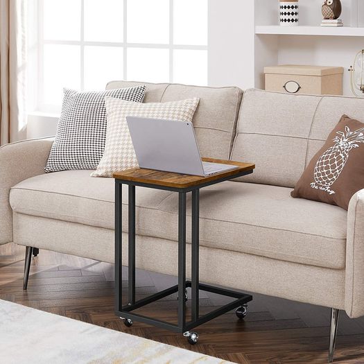 _Side Table Sofa Table Coffee Table Easy to Assemble Sturdy Living Room Table on Wheels