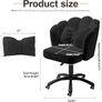 Cute Petal Desk Chair Velvet Vanity Chair with Bow Cushion,Butterfly Home Office Chairs for Bedroom Computer Task Chairs with Back(Black) Image 6