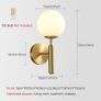 Milky Glass Globe Wall Lamp Brushed Brass Wall Light for Indoor Bedroom Bathroom Living Room Hallway, Modern Wall Mount Light Fixture for Bedside Living Room Image 2