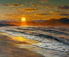 Original Oil Painting, Seascape Wall Art, Sunset Sea Large Art, Ocean Large Wall Art 60/80 Cm