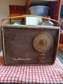 Vintage 1950s HMV (His Master's Voice) Portable Valve Radio. Original Attic Find. Irish Dial