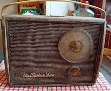 Vintage 1950s HMV (His Master's Voice) Portable Valve Radio. Original Attic Find. Irish Dial