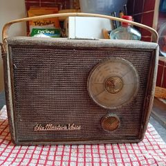 Vintage 1950s HMV (His Master's Voice) Portable Valve Radio. Original Attic Find. Irish Dial