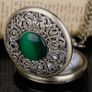 Vintage Style Emerald Green Pocket Watch Image 2