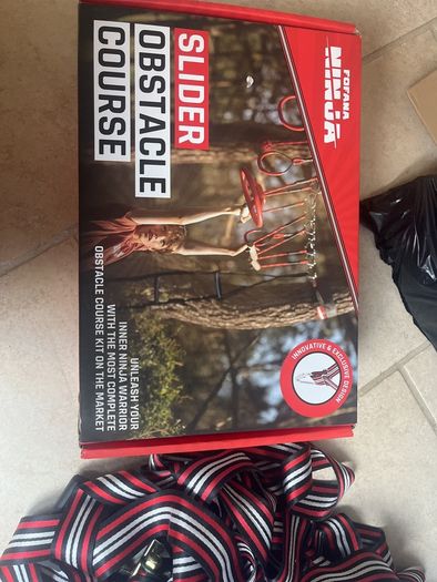 Fofana Ninja Warrior Obstacle Course for Kids Outside 65 ft - Ninja Slider Included - Largest 11 Ninja Course Obstacles