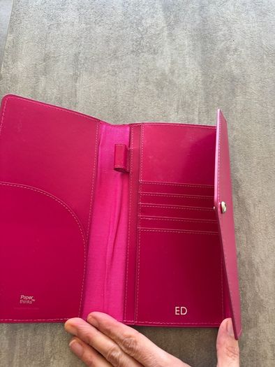 Pink travel holder - from recycled leather