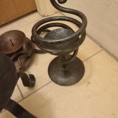 Vintage Forged Tall Iron Candle Holder and 5 others.