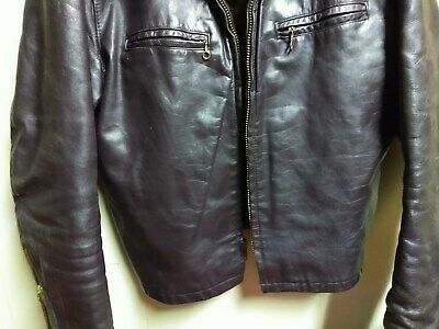 Men's Leathercraft Vintage Cafe Racer Motorcycle Jacket Dk Brown L Large Reg VGC