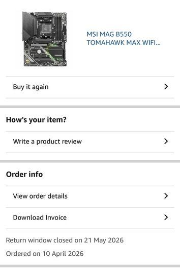Motherboard MSI Mag B550 Tomahawk Max Wifi Am4 Brand New Boxed + Invoice