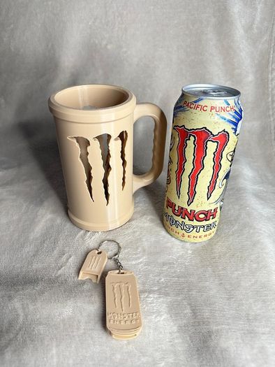 Monster Energy Can Holder Mug with Keychain | Gamer Desk Accessory