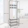 Coat Rack Shoe Bench with 16 Hooks, Metal Coat Hat Rack Free Standing Clothes Stand with 3-Tier Shoe Rack Bench, Hat Umbrella Stand Hallway Organiser, 3-in-1 Hall Tree with Metal Frame Image 3