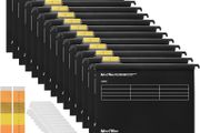 Suspension Files, MerryNine 15PCS Polypropylene Filing Cabinet Suspension Files with Tabs and Card Inserts for School Home Work Office Organization Check Size Before Ordering Black, A4