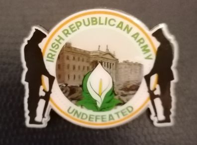 Irish Republican Army Undefeated pin badge.