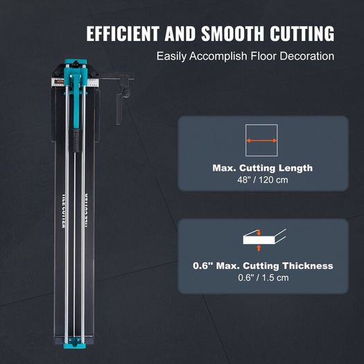 Manual Tile Cutter, 1200mm, Porcelain Ceramic Tile Cutter with Tungsten Carbide Cutting Wheel, Infrared Positioning, Anti-Skid Feet, Double Rails for professional installers or beginners