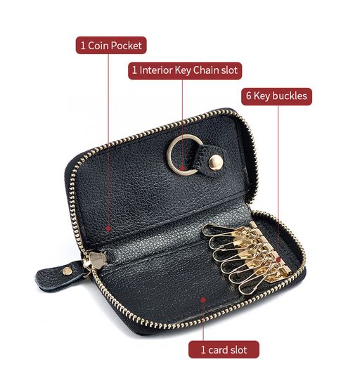 Leather Keychain Car Key Case Bag for Keys Organizer Money Card Holder Pouch