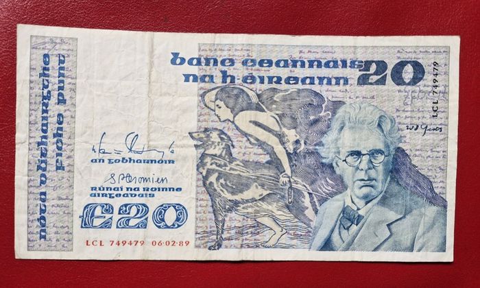 Ireland 1989 W.B. Yeats 20 pound banknote